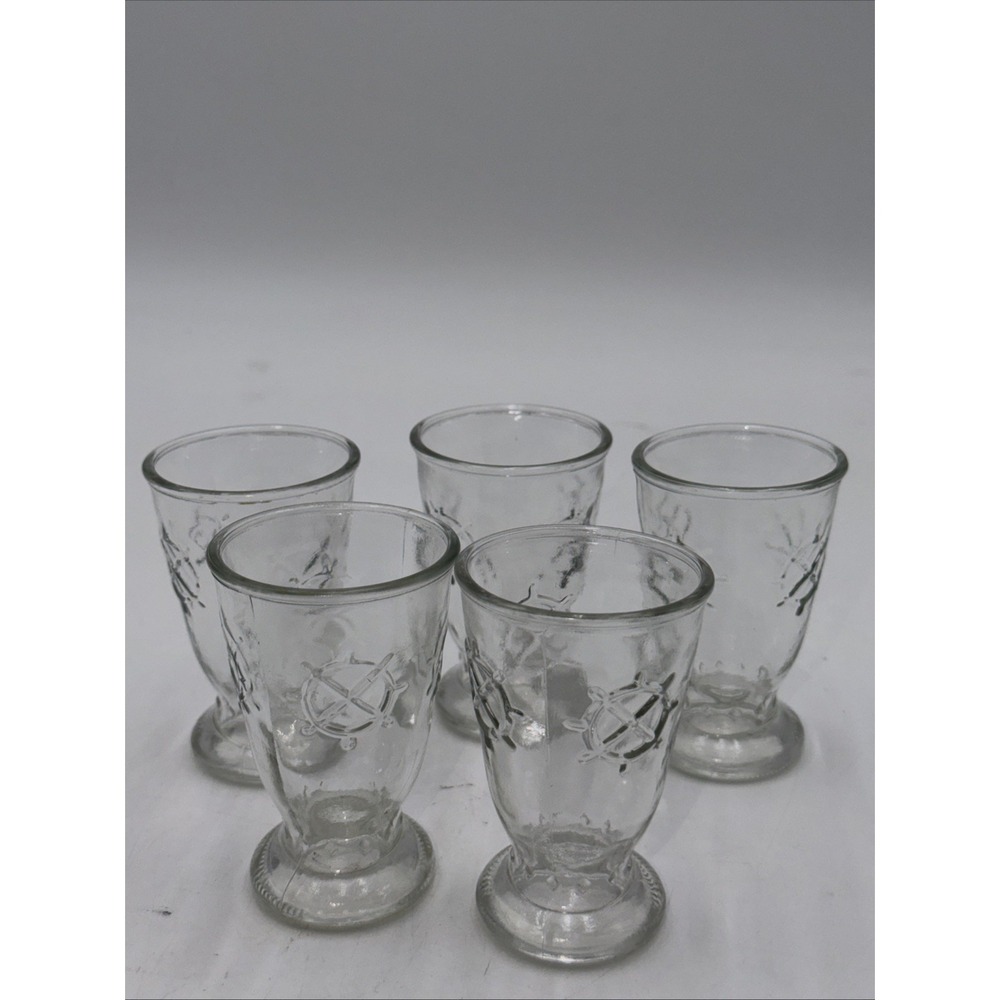 Vintage 50s Jeanette Glass Nautical Shrimp Cocktail Ship Boat Glasses